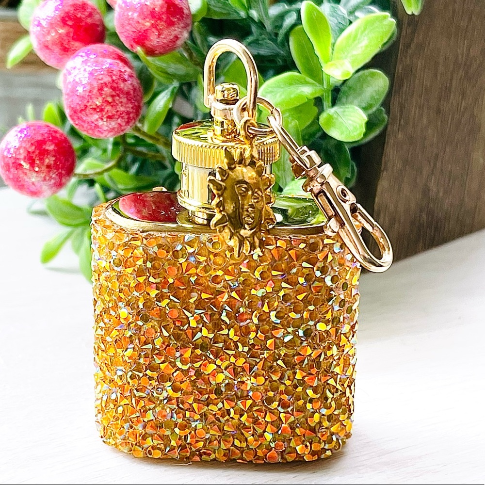 MINI FLASK crystal encrusted keyring IRIDESCENT keyfob CELESTIAL mini FLASK